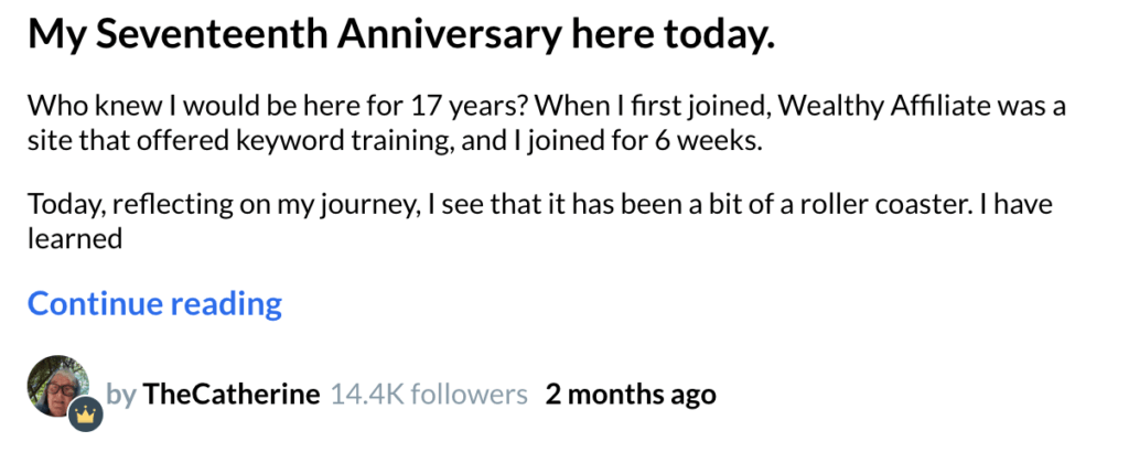 My Seventeenth Anniversary here today.
