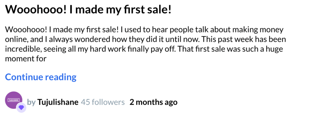 Wooohooo! I made my first sale!